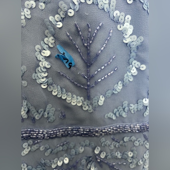 *Flawed Mac Duggal 93595 NWT Ruffle Neck Long Sleeve Sequin Midi Dress - Picture 7 of 10